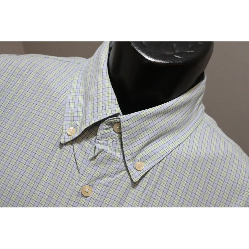 J. Crew Button Up Dress Shirt Mens XL Blue Green Plaid Tailored Fit EUC